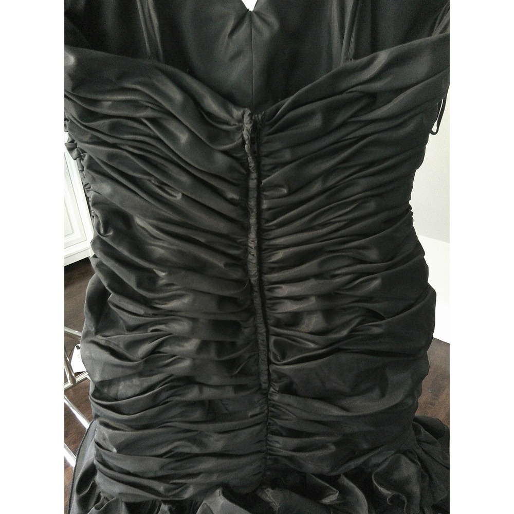 Chris Kole Cocktail Dress Womens Small Black Excellent Vintage Ruched Bubble Hem - Picture 4 of 14
